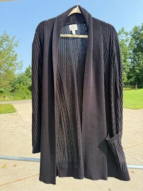 St. John's Bay Black Open-Front Shawl Collar Cardigan